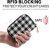 White Black Check Plaid RFID Credit Card Wallet, Microfiber Leather Zipper Card Case Holder for Women...