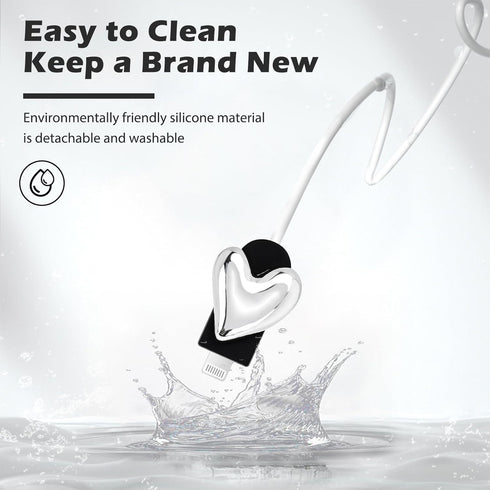 DIY Cable Protector Set Compatible for iPhone Charger, Electroplating Love Heart Design,Data Line USB Case Wire Cable Saver Phone Charger Protecti...