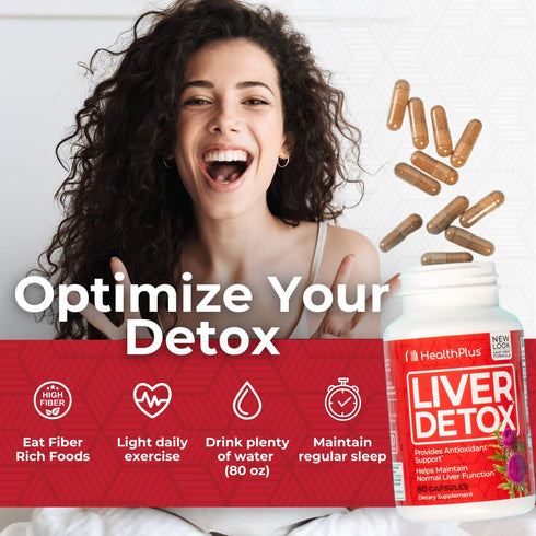 Health Plus, Liver Detox, Natural Herbal Liver Support & Detox Supplement with Milk Thistle, Dandelion and Turmeric Root, 60 capsules...