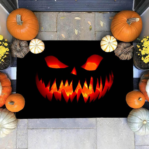 Halloween Welcome Doormat, 17 X 29 Inch Halloween Pumpkin Decorative Bathroom Mat Rubber Backing Non-Slip Floor Mat for Indoor...