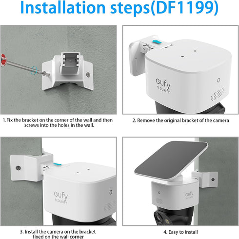Camera Corner Mount for eufy Solocam S340, Outdoor Mounting Bracket Compatible with eufy S340 (White, 1 Pack)...