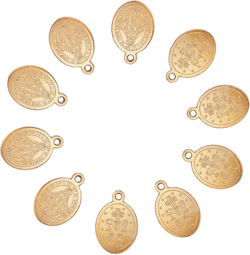 DanLingJewelry 304 Stainless Steel Virgin Mary Oval Miraculous Medal Charms Pendants for Men Women for Jewelry Making Necklace Earring Bracelet DI...