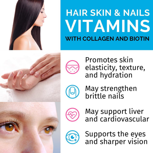 Liquid Collagen Peptides for Women - Complex with Biotin Vitamin, Hydrolyzed Keratin Protein and Saw Palmetto - Comprehensive Formula for Hair, Sk...
