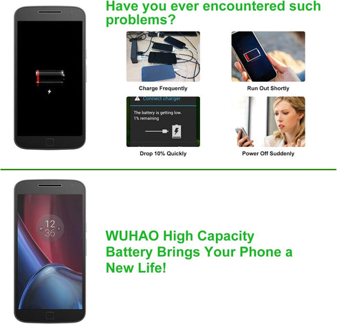 for Moto G4 XT1625,G4 XT1622 Replacement Battery GA40/SNN5970A Battery with Adhesive Tape Tool Kit...