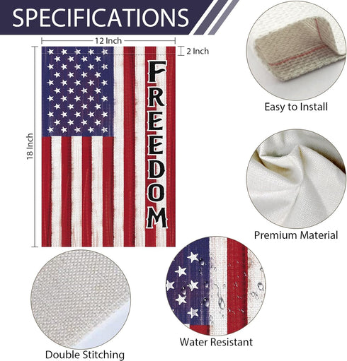 American Freedom Flag USA Garden Flag 12x18 Inch Double Sided, Patriotic 4th of July Yard Flag for Independence Day Outdoor House Decorations (ONL...