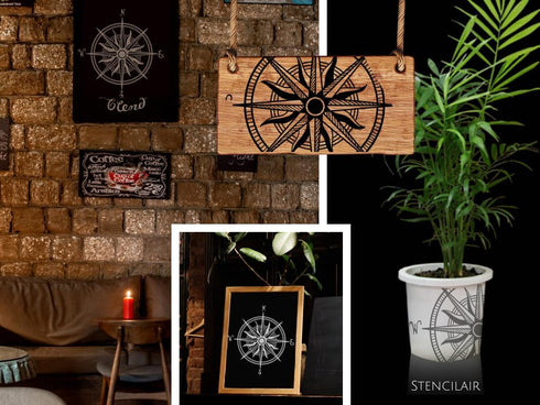 Nautical Compass Rose Stencil 12-Inch - Reusable DIY Crafts, Laser-Cut Mylar for Wall Decor, Signs & More...