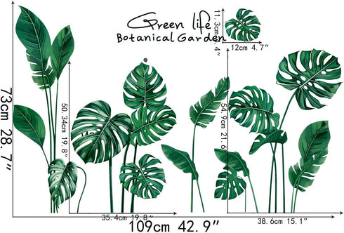 RW-1001 Removeable 3D Green Plants Wall Stickers DIY Fresh Leaf Home Wall Decoration Art Decor Wall Decal Peel and Stick Murals for Girls Kids Bab...