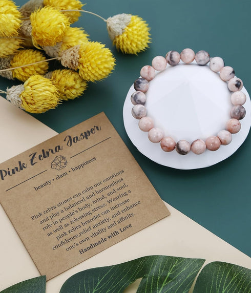 BOMAIL Natural Stone Bracelet for Women Men - 8MM Semi-Precious Gemstone Beaded Bracelet Healing Crystal Stretch Bracelet Yoga Bracelets Jewelry...