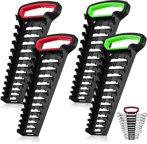 4 Pcs 48 Tool Gripper Wrench Organizer 5 x 11 In Plastic Wrench Rack Wrench Holder Wrench Storage with Handle Wrench Holders Organizers for Tool B...