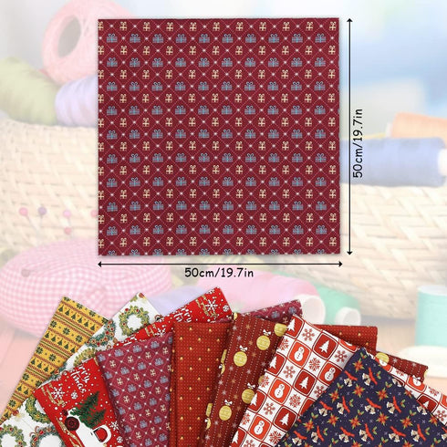 Christmas Fabric Squares Quilting Fabric Patchwork, 50 x 50 cm/ 19.68 x 19.68 Inches Bell Snowflake Snowman Precut Fabric for Sewing DIY Quilting ...