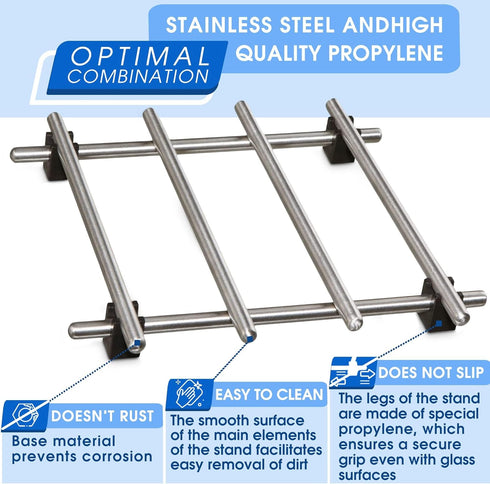 2 Pcs Metal Trivets for Hot Dishes – Stainless Steel Trivet Set | 7" x 7", Heat & Rust-Resistant | Rubber Anti-Slip Feet for Countertops & Tables ...