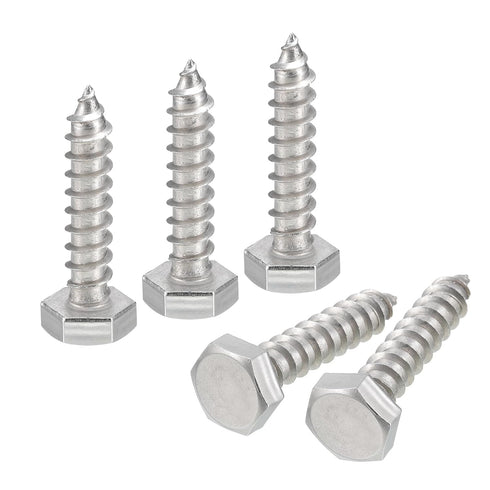 uxcell Hex Head Lag Screws Bolts, 30pcs 1/4" x 1-1/4" 304 Stainless Steel Partial Thread Wood Screws...