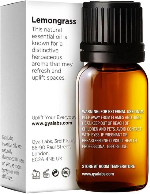 Gya Labs Lemongrass Essential Oil for Diffuser - 0.34 Fl Oz - 100% Pure Natural Lemongrass Oil for Hair, Skin, Herbaceous, Candle Making - Earthy ...