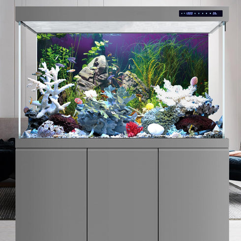 AWERT 36x18 inches Aquarium Background Seagrass Aquarium Background Stone River Bed & Lake Fish Tank Background Vinyl Background...