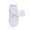 Adjustable Swaddle and Beanie Set Jersey Knit Cotton for Baby Boy Or Baby Girl from 0-3 Months, Grey Dotted Stripes...
