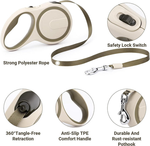 OUTnWILD Retractable Dog Leash - Retractable Dog Leash 16ft for Small/Medium Breeds/Pets Up to 44lbs. 360° Tangle Free Design with One Touch Quick...