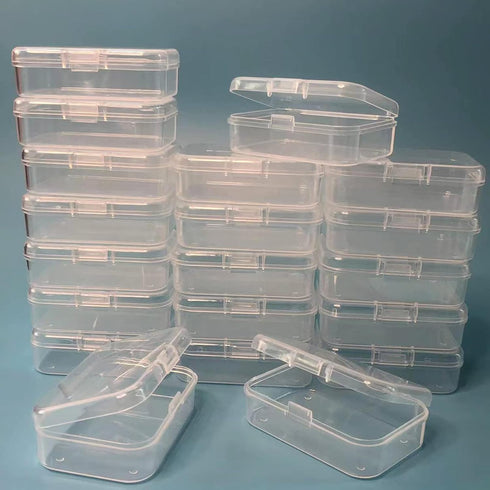 Wotermly 20 Pcs Mini Storage Containers Small Rectangle Plastic Clear Beads Storage Containers Box with Hinged Lid for Storage of Tiny Items (Size...