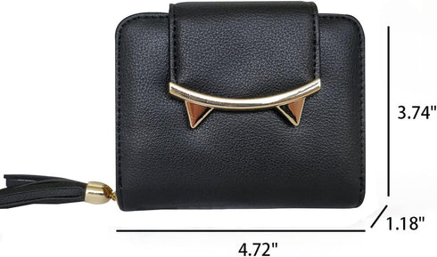 Small Wallet for Women Gothic Wallet Cat Coin Purse with Card Holder Card Case Money Clip Gifts for Cat Lovers Black...
