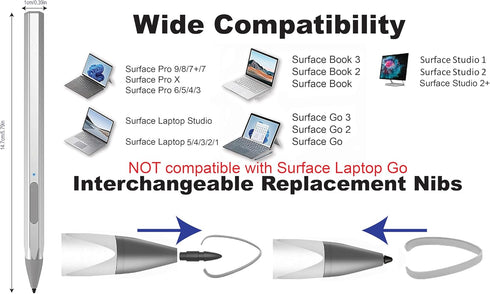 4096 Pressure Stylus Pen for Microsoft Surface Pro 9/8/7/6/5/4/3/X Surface Laptop Book Studio Surface 3/Go3/Go2/Go Pen Protocol, Magnetic Hold, Er...