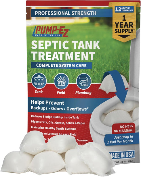 Enzyme Septic Tank Treatment Tablets, 1-Year Supply Home Value Pack, Septic System Bacteria, Premeasured - Extra Strength, No Mess, Made in the US...