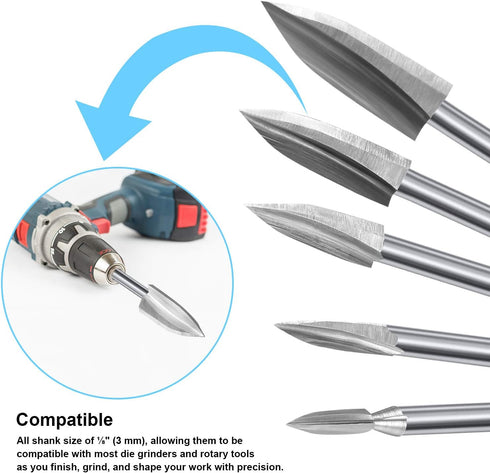 10 Pieces Wood Carving Drill bits Wood Carving Engraving Tools Rotary Carving bits DIY Woodworking Drill Accessories...