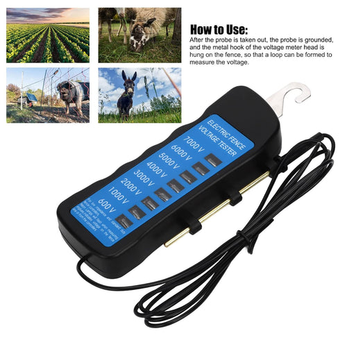 Electrical Fence Voltage Tester, Handheld Light Fence Fault Finder Tester, Troubleshooter High Voltage 600 to 7000V Gardening Tools, Locator Check...