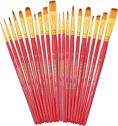 Transon 20pcs Artist Painting Brush Set for Acrylic Watercolor Gouache Hobby Craft Face Rock Painting Hot Pink...
