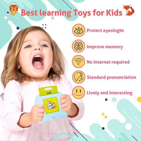 Talking Flash Cards for Toddlers Ages 2-3 Years Educational Toddlers Learning Toys Ages 2-4 Toddler Flash Cards 1-2 Years Speech Therapy Toys Blue...