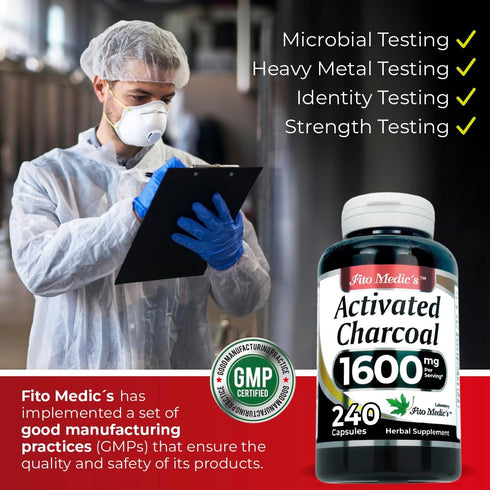 FITO MEDIC'S Lab | activated charcoal pills| 1600 mg per serving | 240 Caps | activated charcoal | charcoal capsules| charcoal pills| Ultra high A...