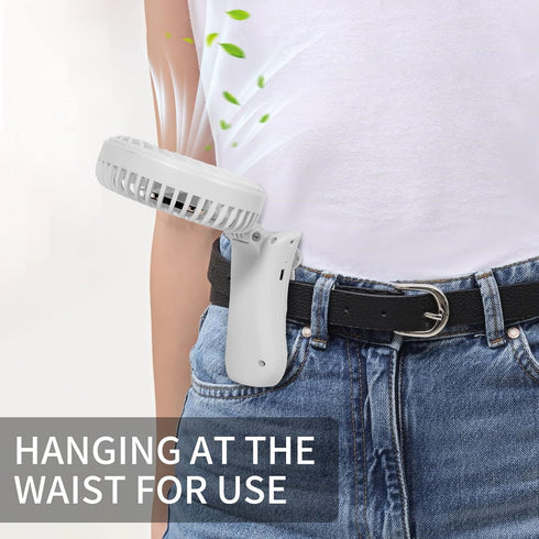 I-SHUANF Waist Clip Fan, Bttery-Powered Portable Necklace Fan, Foldable Handheld Fan, Three Fan Speeds, Suitable for Maintenance, Hiking, Climbing...