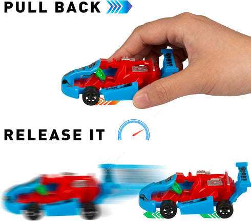 PROLOSO Pull Back Go Kart Friction Powered Racing Cars Kids Birthday Party Favors Goodie Bag Fillers Class Prizes Little Wind Up Vehicle Toys in B...