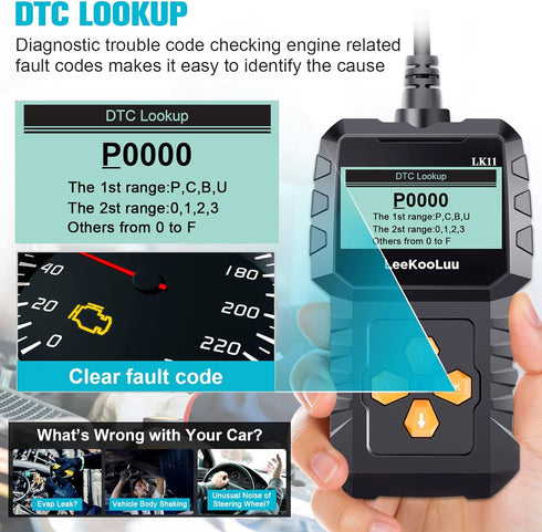 OBD2 Scanner Ease Setup Plug-Play: Clear Reset Engine Error Code Professional Code Reader Diagnostic Scan Tools with Freeze Frame/I/M Readiness fo...