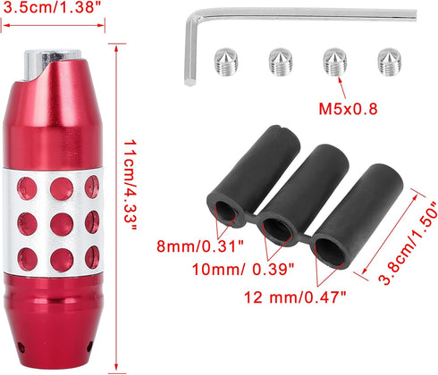 X AUTOHAUX Universal Aluminum Alloy Car Gear Stick Shift Knob with Button Lever Shifter Red...
