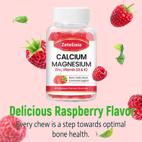 Sugar Free Calcium Gummies for Women Men, Calcium Magnesium Zinc with Vitamin D3 & K2, Calcium Magnesium Supplement for Bones Muscles and Joints, ...