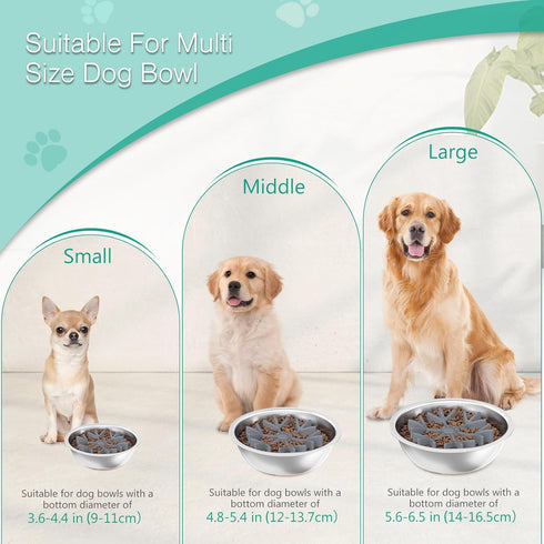 ORIA Slow Feeder Dog Bowls Insert, Puzzle Feeder Insert for Dog, Soft Silicone Slow Eating Puppy Food Bowl, Washable Slow Eating Dog Bowl with Suc...
