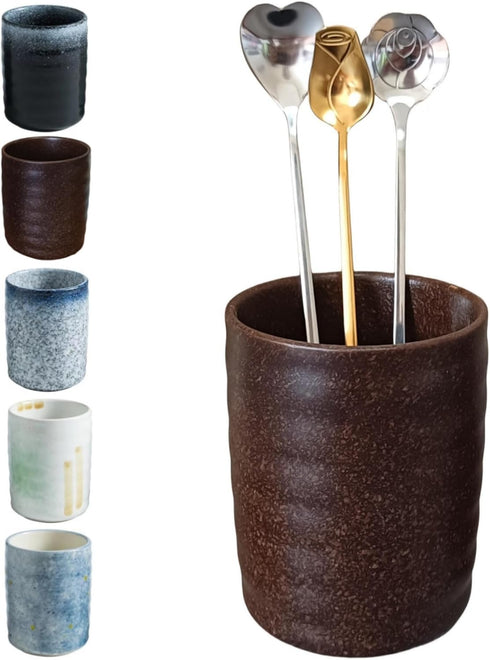 Stoneware Coffee Spoon Holder for Coffee Bar, Tea Spoon Holder Jar Teaspoon Holder Coffee Stirrers Holder Upright Coffee Spoon Holder Cup, Coffee ...