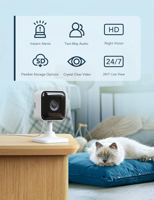 GNCC Indoor Security Camera Dog Camera 1080P Motion Detection, 2-Way Audio Siren, Night Vision, Cloud & SD Card Storage, Works w/Alexa & Google Ho...