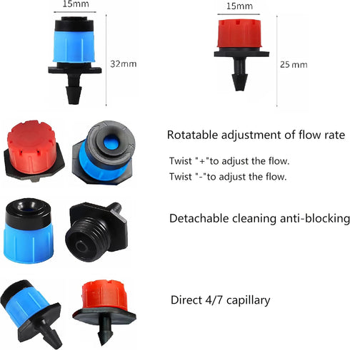 160pcs Two Type 360 Degree Adjustable Irrigation Droppers for 1/4 Inch 4/7mm Tube? Fan Shape and Eight-hole Spray Dripper Micro Drip Sprinklers fo...