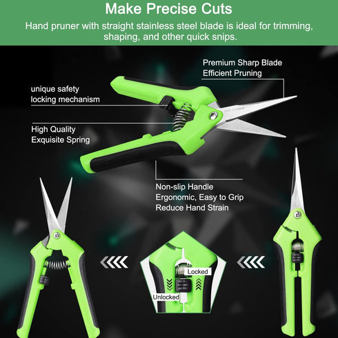 Garden Pruning Shears, Gardening Scissors with Stainless Steel Blades, Heavy Duty Hand Pruner with Gardening Gloves for Easy Flower and Plant Trim...