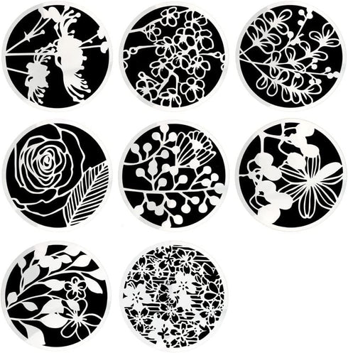 8pcs Mix Flower Stencils Round Shape Hollow Out Painting Stencils Drawing Templates...