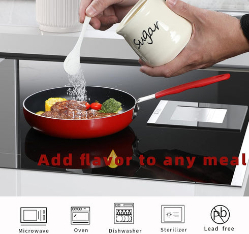 ONTUBE Ceramic Sugar Bowl with Lid and Spoon 12oz (beige)...