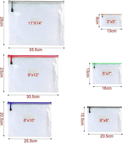 Oaimyy-16Pcs, Mesh Zipper Pouch Document Folders Bag & Plastic Zip File Folders for School Office Supplies, Travel,Puzzles Games Organizing Storag...