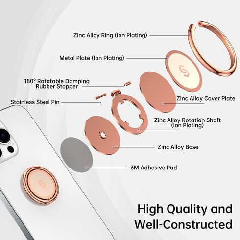 Syncwire Cell Phone Ring Holder Stand, 360 Degree Rotation Finger Ring Kickstand with Polished Metal Phone Grip for Magnetic Car Mount Compatible ...