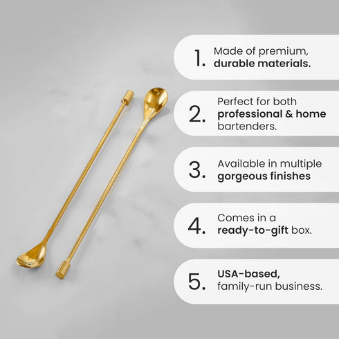 A Bar Above Bar Spoon Set, Spiral Handle, Stainless Steel Mixing Spoons for Cocktail Mixer Set, to Stir and Layer, Basic Professional or Home Bars...