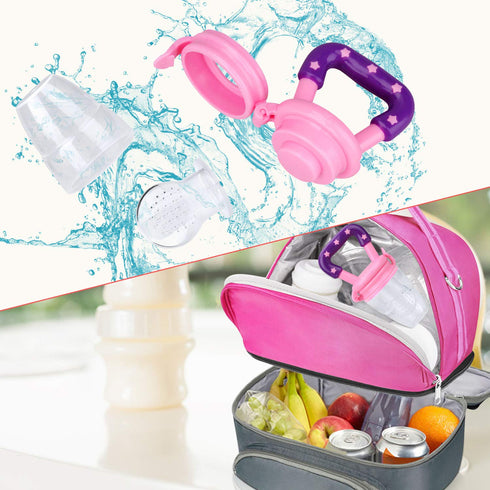 Baby Food Feeder 3 Pack Silicone Fruit Pacifier Teething Reusable Pouches Pacifier Pink by Mluchee(S,M,L)...