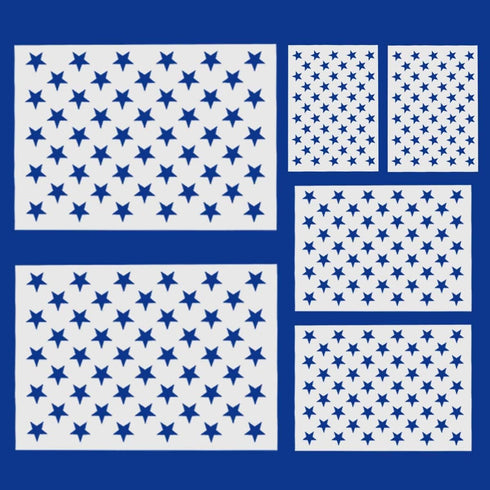 6 Pieces 50 Star Stencils for American Flag Plastic Star Stencil Template for Painting on Wood Crafts Fabric Paper Airbrush Wall Art Reusable 50 S...