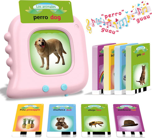 Pocket Speech Therapy Toys for 1 2 3 4 5 Years, Bilingual Spanish English 224 Sight Words Toddler Flash Cards Preschool Learning materialsToy, Mon...