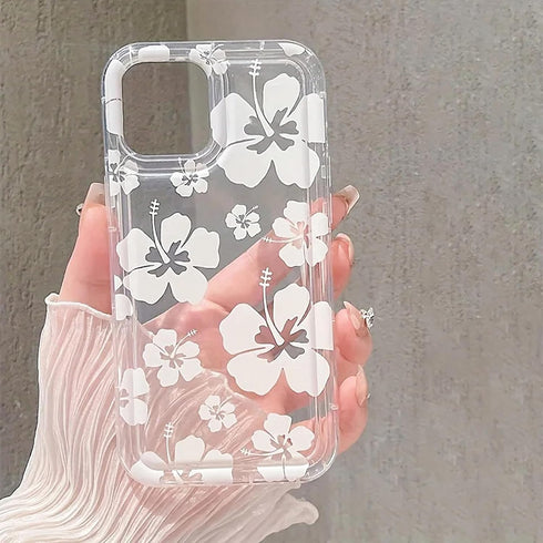 Fycyko Compatible for iPhone 14 Pro Max Case Cute Hibiscus Flower Print Clear Aesthetic Design Summer Floral with Women Teen Girls Soft TPU Phone ...