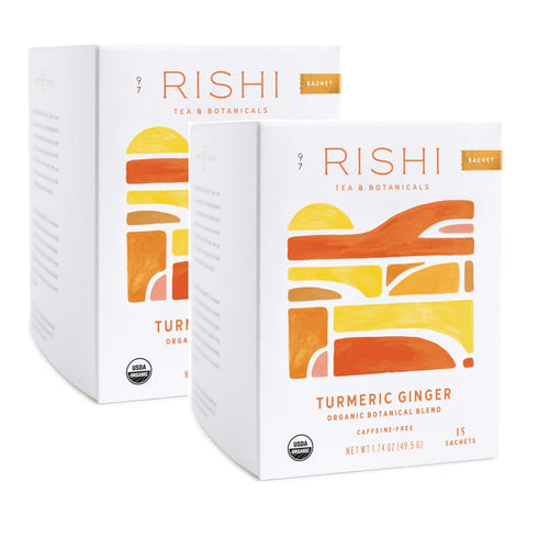 Rishi Turmeric Ginger Tea, Organic Caffeine-Free Herbal Tea Sachet Bags, 15 Count (Pack of 2)...