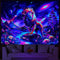 Blacklight Lion Tapestry Trippy Galaxy Space Tapestry UV Reactive Mountain Tapestry Hippie Neon Flowers Plants Wall Tapestry Magic River Landscape...